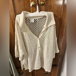 Croft & Barrow Ivory Open-Knit Cardigan